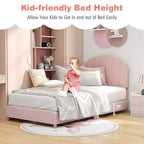 Costway Letto a Piattaforma Singolo per Bambini, Letto Imbottito con Doghe in Legno