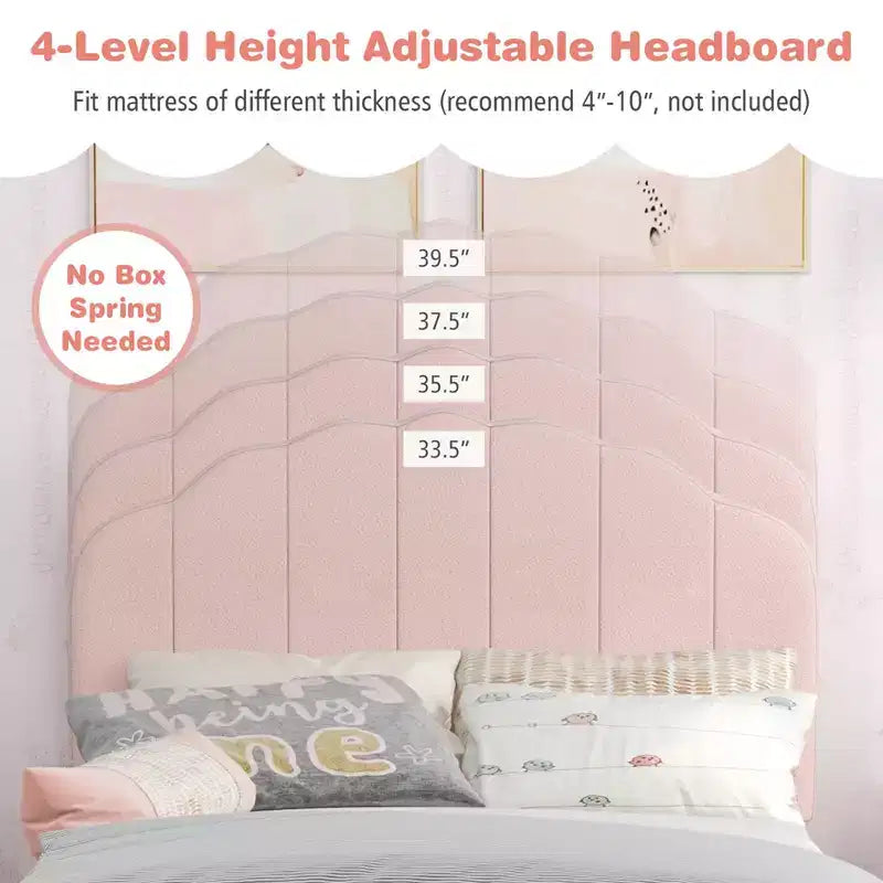 Costway Letto a Piattaforma Singolo per Bambini, Letto Imbottito con Doghe in Legno
