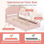 Costway Letto a Piattaforma Singolo per Bambini, Letto Imbottito con Doghe in Legno