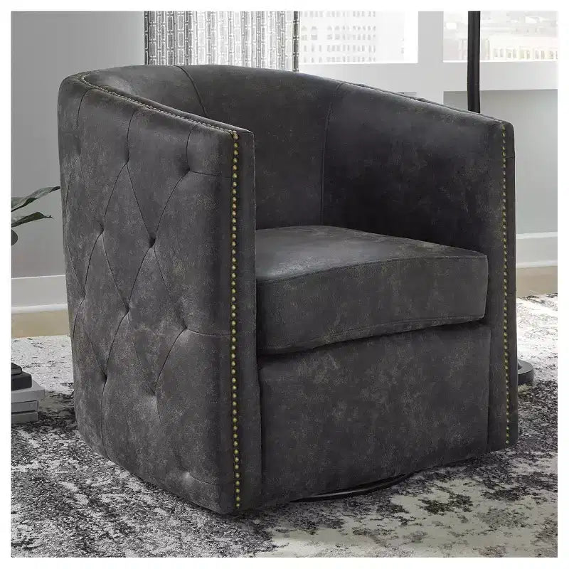 Signature Design by Ashley Poltrona Girevole Accent Brentlow, Nera Effetto Invecchiato