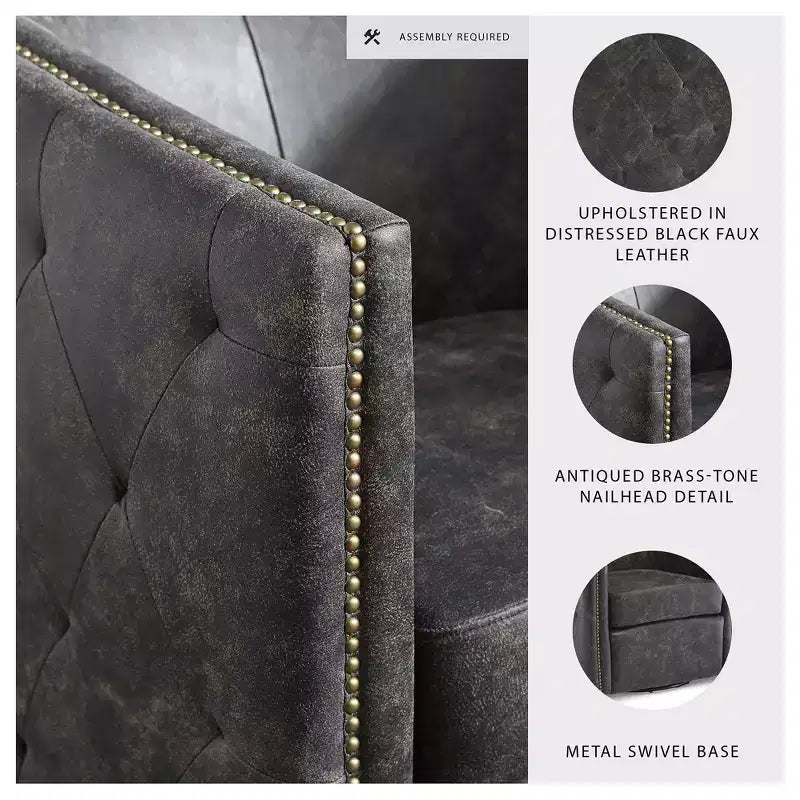 Signature Design by Ashley Poltrona Girevole Accent Brentlow, Nera Effetto Invecchiato