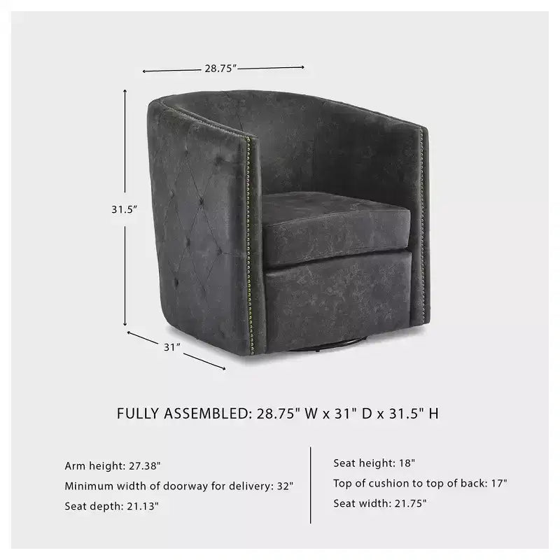 Signature Design by Ashley Poltrona Girevole Accent Brentlow, Nera Effetto Invecchiato