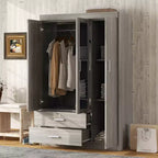 Armadio a 3 ante con ripiani e 2 cassetti, Guardaroba 4A - ModernLuxe
