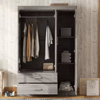 Armadio a 3 ante con ripiani e 2 cassetti, Guardaroba 4A - ModernLuxe