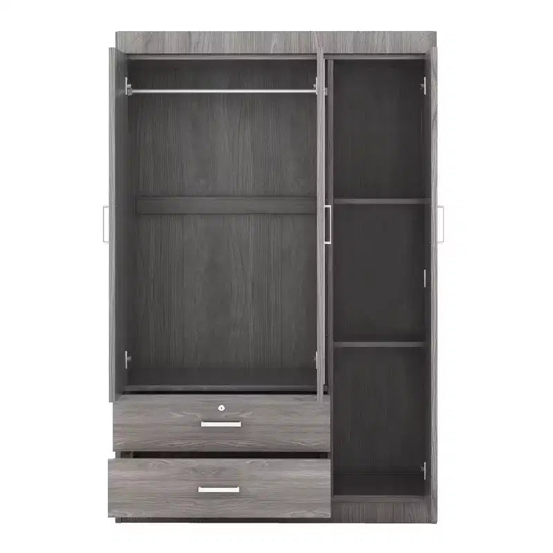 Armadio a 3 ante con ripiani e 2 cassetti, Guardaroba 4A - ModernLuxe