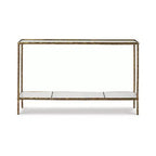 Signature Design by Ashley Ryandale, Tavolo console da divano, Finitura in ottone anticato con ripiano in vetro e ripiano in marmo