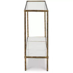 Signature Design by Ashley Ryandale, Tavolo console da divano, Finitura in ottone anticato con ripiano in vetro e ripiano in marmo
