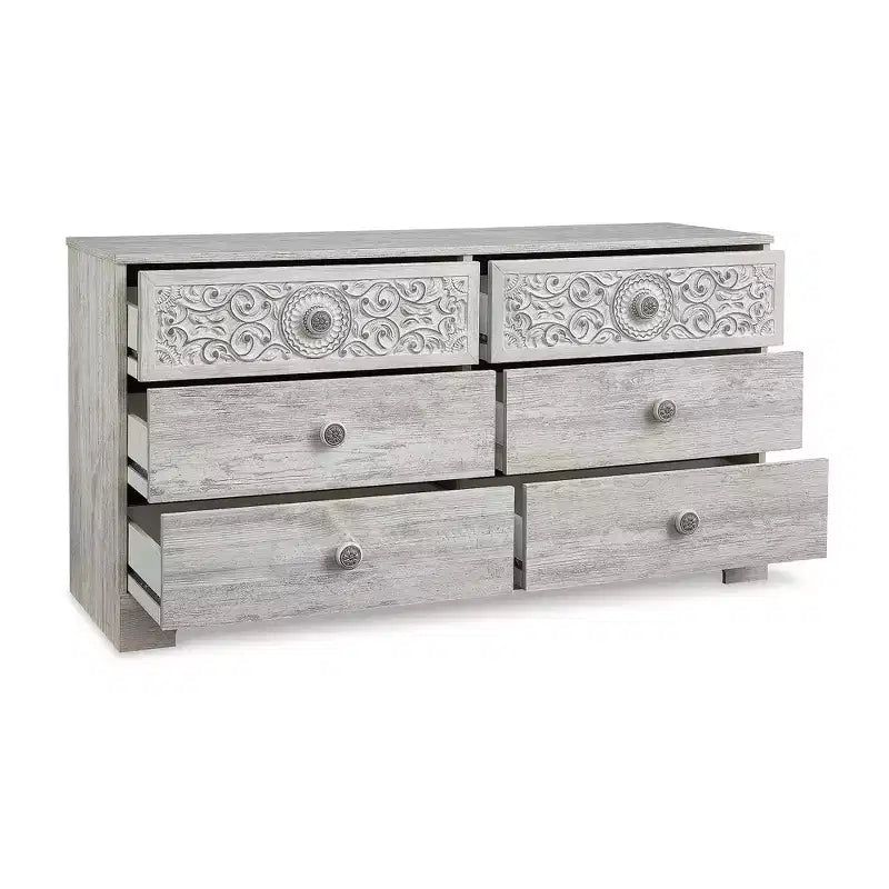 Cassettiera Signature Design by Ashley Casual Paxberry a 6 cassetti, finitura Whitewash
