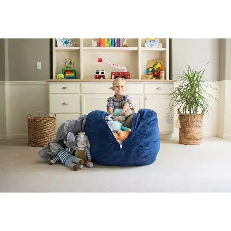Creative QT Stuff 'n Sit Grande Copertura per Contenitore Pouf da 84 cm per Peluche e Giocattoli - Velluto a Coste Blu Royal