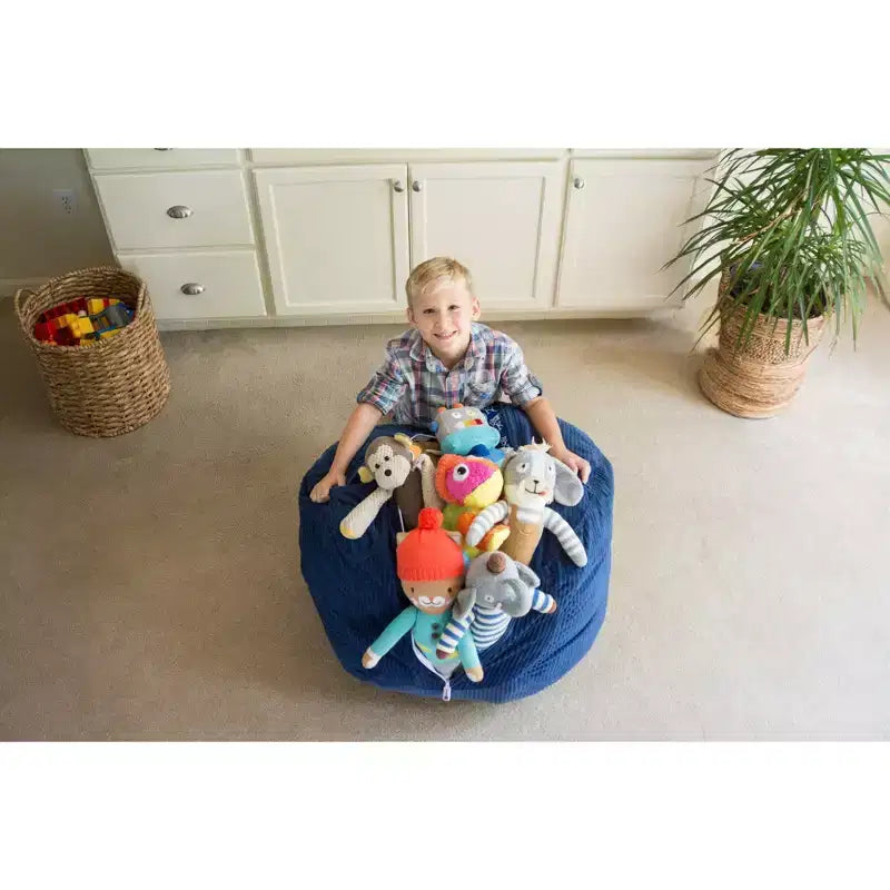 Creative QT Stuff 'n Sit Grande Copertura per Contenitore Pouf da 84 cm per Peluche e Giocattoli - Velluto a Coste Blu Royal