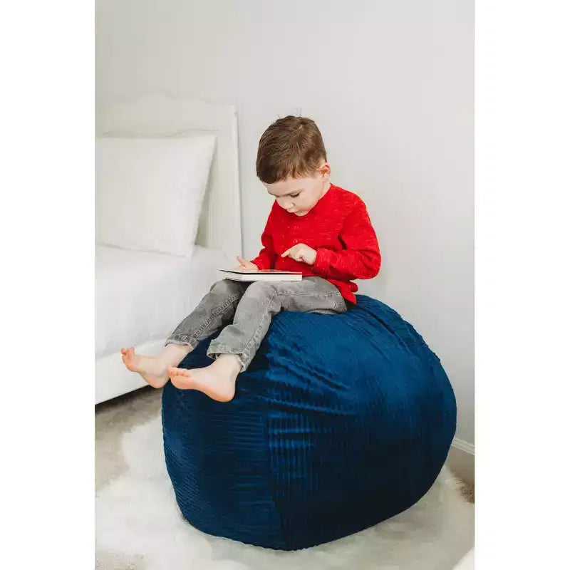Creative QT Stuff 'n Sit Grande Copertura per Contenitore Pouf da 84 cm per Peluche e Giocattoli - Velluto a Coste Blu Royal