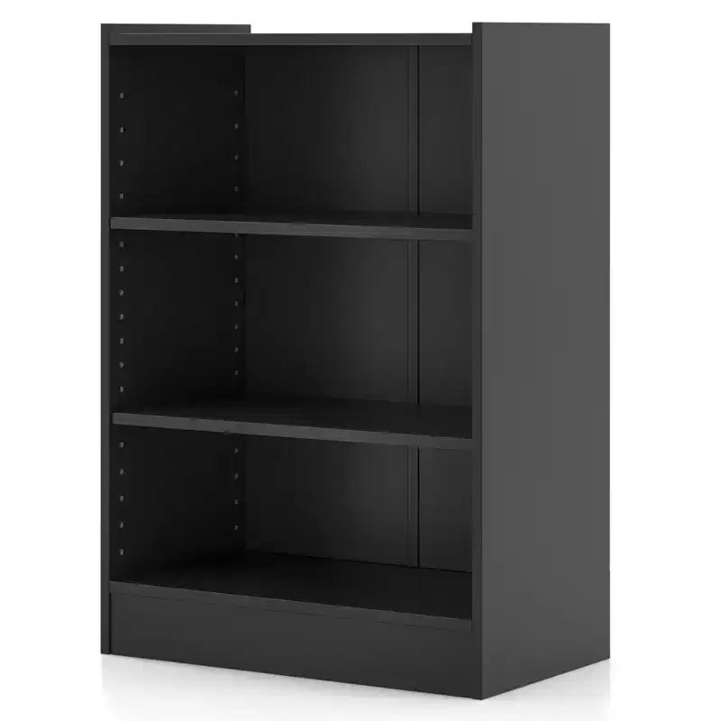 Costway 2 pz Scaffale Libreria a 3 Ripiani Aperto Mobile Scaffale Espositore Multiuso con Ripiani Regolabili Bianco/Nero/Marrone