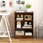 Costway 2 pz Scaffale Libreria a 3 Ripiani Aperto Mobile Scaffale Espositore Multiuso con Ripiani Regolabili Bianco/Nero/Marrone