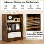 Costway 2 pz Scaffale Libreria a 3 Ripiani Aperto Mobile Scaffale Espositore Multiuso con Ripiani Regolabili Bianco/Nero/Marrone