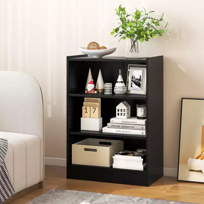 Costway 2 pz Scaffale Libreria a 3 Ripiani Aperto Mobile Scaffale Espositore Multiuso con Ripiani Regolabili Bianco/Nero/Marrone