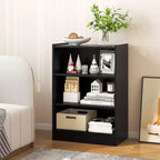 Costway 2 pz Scaffale Libreria a 3 Ripiani Aperto Mobile Scaffale Espositore Multiuso con Ripiani Regolabili Bianco/Nero/Marrone