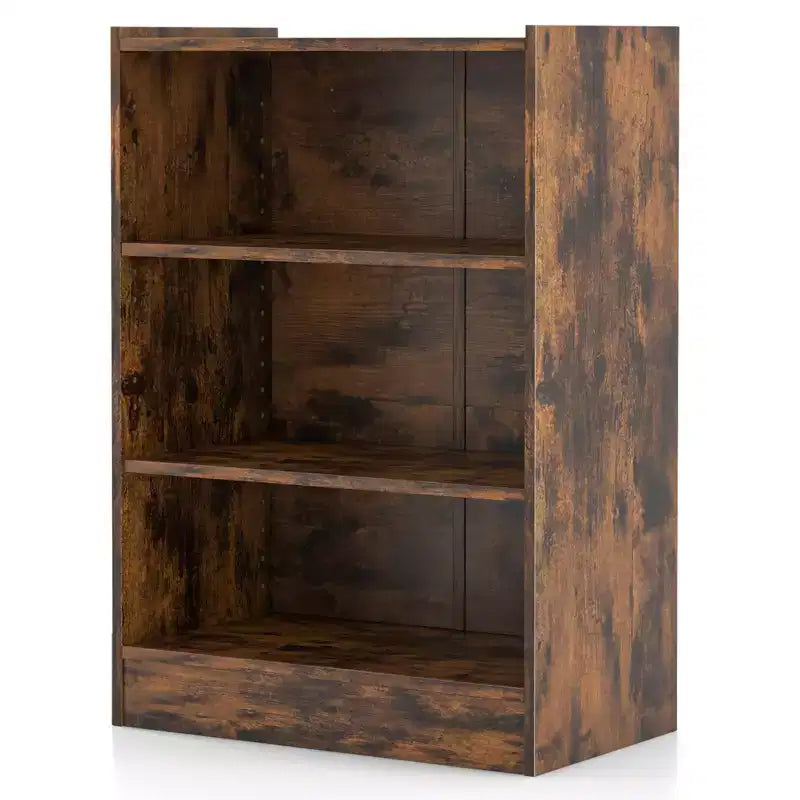 Costway 2 pz Scaffale Libreria a 3 Ripiani Aperto Mobile Scaffale Espositore Multiuso con Ripiani Regolabili Bianco/Nero/Marrone