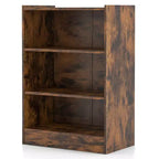 Costway 2 pz Scaffale Libreria a 3 Ripiani Aperto Mobile Scaffale Espositore Multiuso con Ripiani Regolabili Bianco/Nero/Marrone