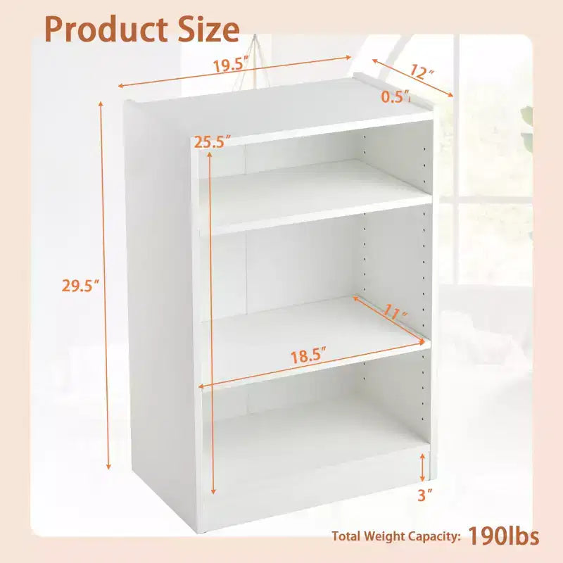 Costway 2 pz Scaffale Libreria a 3 Ripiani Aperto Mobile Scaffale Espositore Multiuso con Ripiani Regolabili Bianco/Nero/Marrone