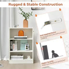 Costway 2 pz Scaffale Libreria a 3 Ripiani Aperto Mobile Scaffale Espositore Multiuso con Ripiani Regolabili Bianco/Nero/Marrone