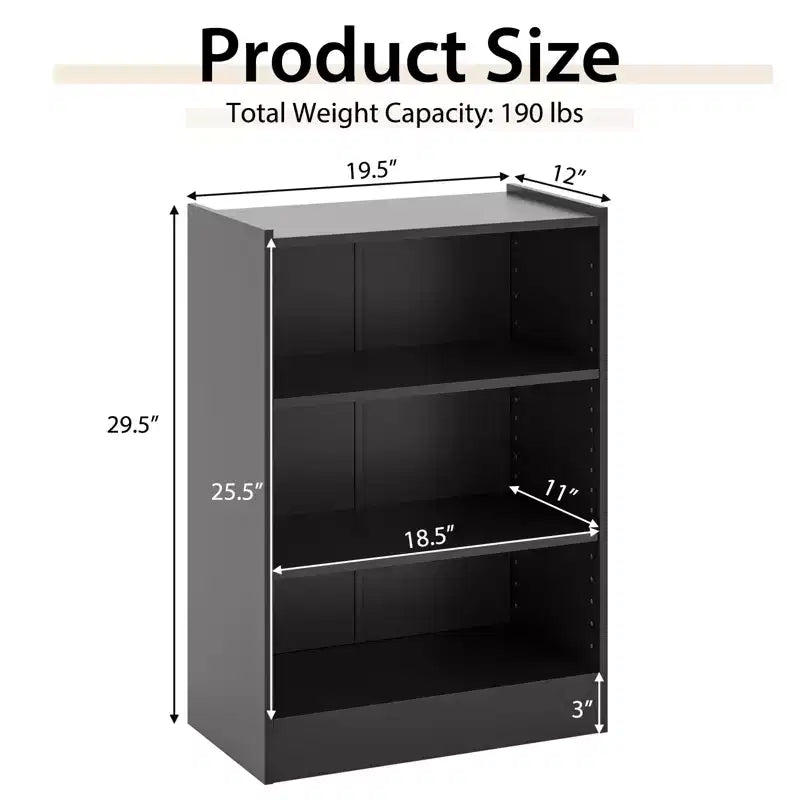 Costway 2 pz Scaffale Libreria a 3 Ripiani Aperto Mobile Scaffale Espositore Multiuso con Ripiani Regolabili Bianco/Nero/Marrone
