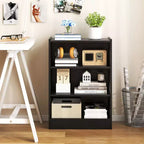 Costway 2 pz Scaffale Libreria a 3 Ripiani Aperto Mobile Scaffale Espositore Multiuso con Ripiani Regolabili Bianco/Nero/Marrone