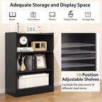 Costway 2 pz Scaffale Libreria a 3 Ripiani Aperto Mobile Scaffale Espositore Multiuso con Ripiani Regolabili Bianco/Nero/Marrone