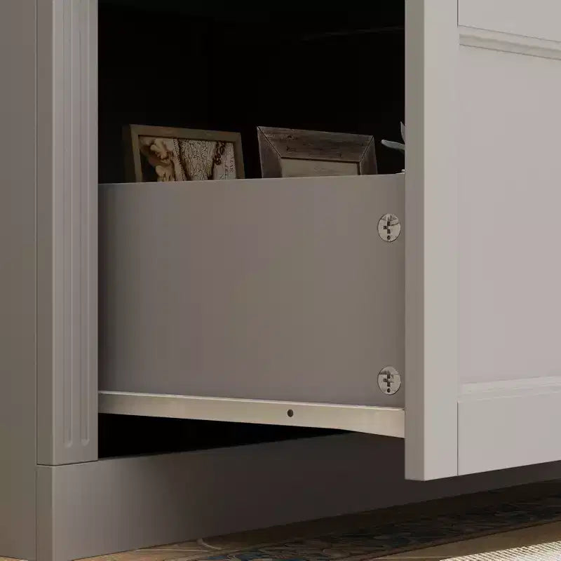 Famapy 47.2W Credenza Organizer Dispensa con Ante in Vetro Grigia