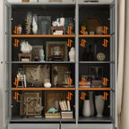 Famapy 47.2W Credenza Organizer Dispensa con Ante in Vetro Grigia