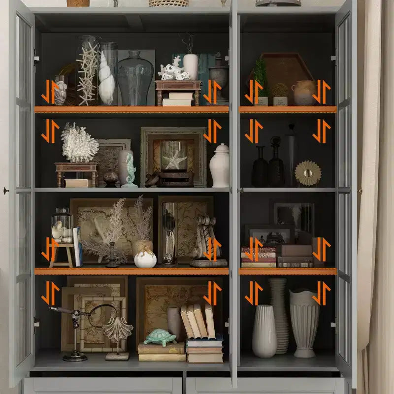 Famapy 47.2W Credenza Organizer Dispensa con Ante in Vetro Grigia