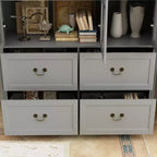 Famapy 47.2W Credenza Organizer Dispensa con Ante in Vetro Grigia