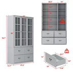 Famapy 47.2W Credenza Organizer Dispensa con Ante in Vetro Grigia