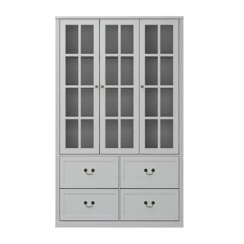 Famapy 47.2W Credenza Organizer Dispensa con Ante in Vetro Grigia