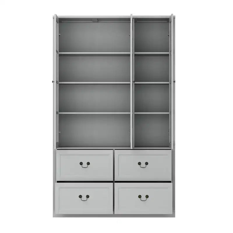 Famapy 47.2W Credenza Organizer Dispensa con Ante in Vetro Grigia