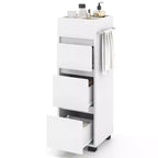 Costway Mobile Bagno da Terra con 3 Cassetti 4 Scomparti Scaffale Porta Asciugamani Bifacciale Bianco