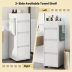 Costway Mobile Bagno da Terra con 3 Cassetti 4 Scomparti Scaffale Porta Asciugamani Bifacciale Bianco
