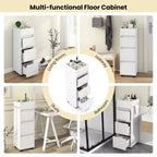 Costway Mobile Bagno da Terra con 3 Cassetti 4 Scomparti Scaffale Porta Asciugamani Bifacciale Bianco