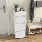 Costway Mobile Bagno da Terra con 3 Cassetti 4 Scomparti Scaffale Porta Asciugamani Bifacciale Bianco