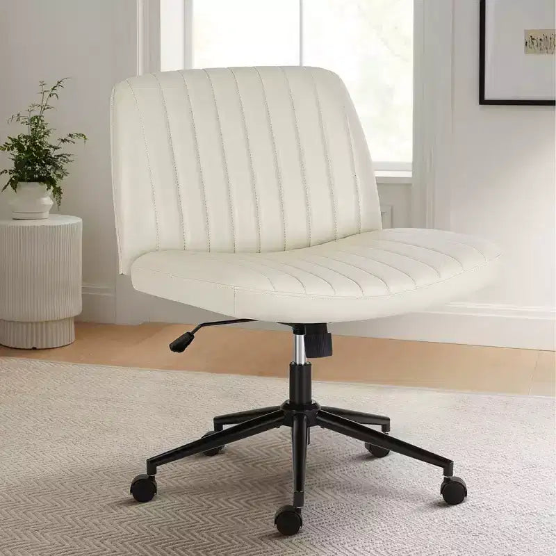JIONJOY Sedia da Ufficio con Ruote e Gambe Incrociate | Beige