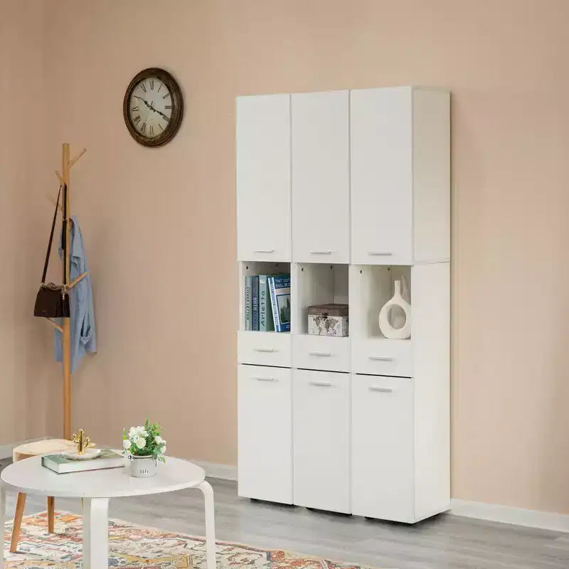 Basicwise 71.5 Mobiletto ad angolo con 2 ante, 1 cassetto, colonna bucato, perfetto per bagno, soggiorno, cucina o ufficio