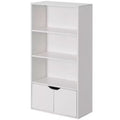Basicwise 47 3 Tier Open Book Shelf & Bookcases with 2 Doors Storage Cabinet and 1 Adjustable Shelf - Ideal for Home Office, Living Room, Classroom