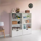 Basicwise 47 Libreria aperta a 3 livelli e armadietto con 2 ante e 1 ripiano regolabile - Ideale per ufficio, soggiorno, aula