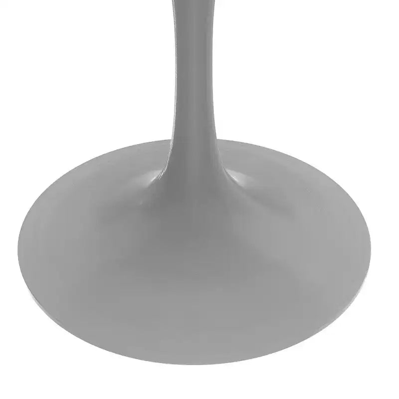 LeisureMod Verve Tavolo moderno di metà secolo con piano rotondo in MDF da 48 pollici e base a piedistallo in acciaio bianco per cucina e sala da pranzo in Acero Scuro