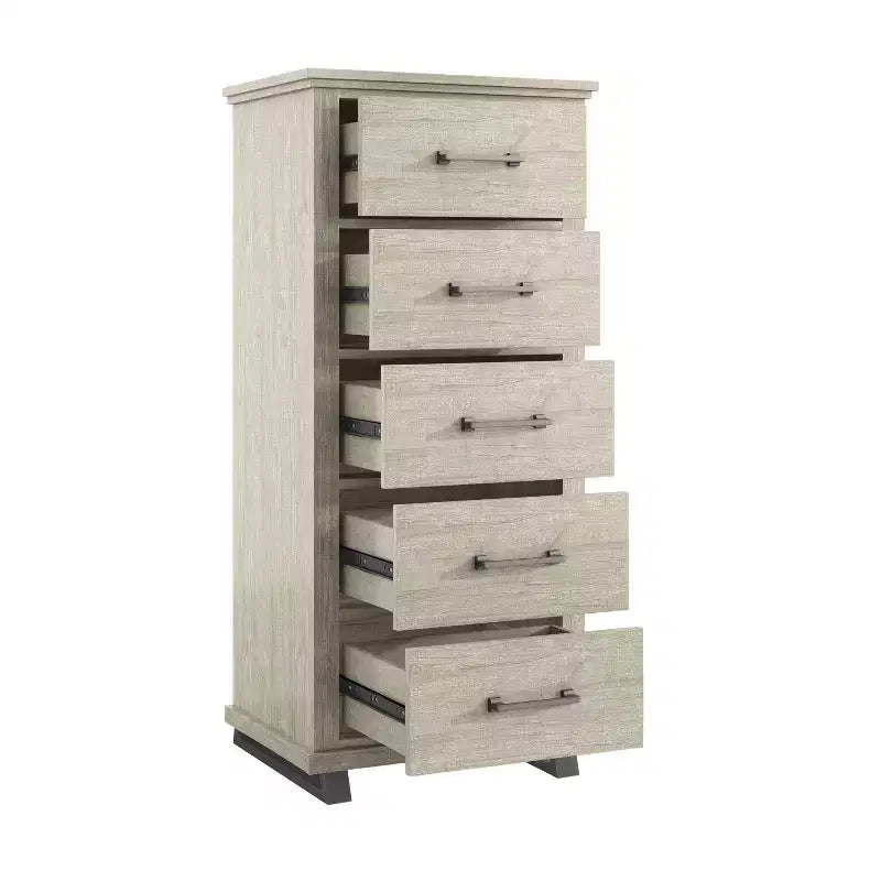 Set Festivo 2 pezzi con comò contemporaneo a 5 cassetti e comodino a 3 cassetti