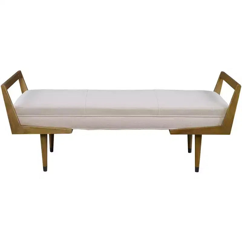 Uttermost Waylon 59 Wide Woven Beige Fabric Tufted Bench