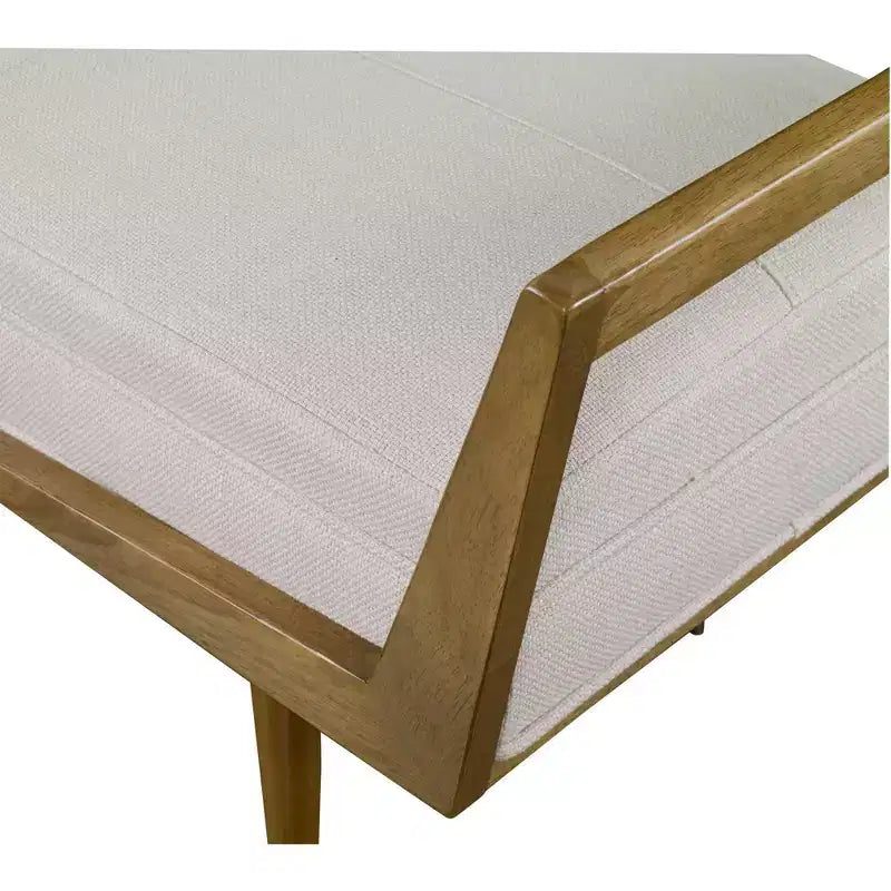 Panca imbottita in tessuto intrecciato beige Uttermost Waylon, larghezza 59