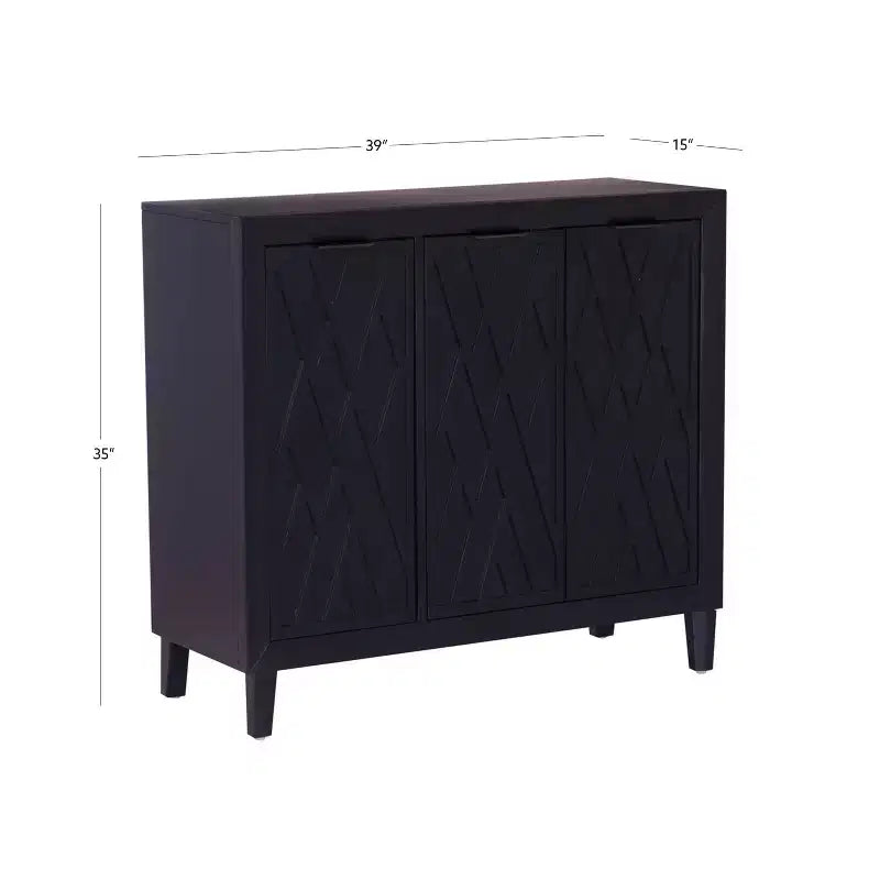 Mobiletto accentato Powell Kilbuck in legno massiccio con 3 ante e 2 ripiani regolabili