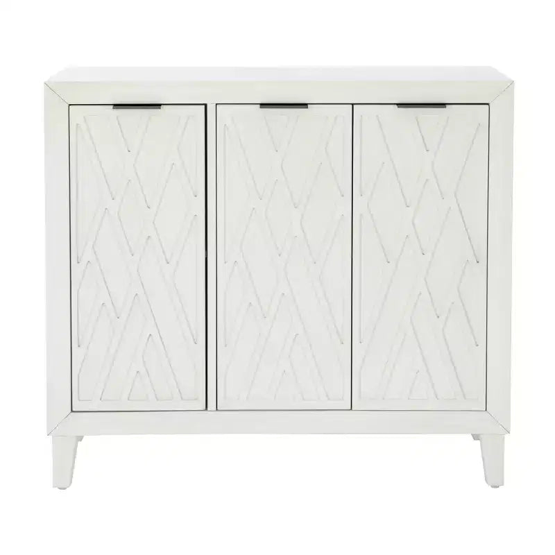 Mobiletto accentato Powell Kilbuck in legno massiccio con 3 ante e 2 ripiani regolabili