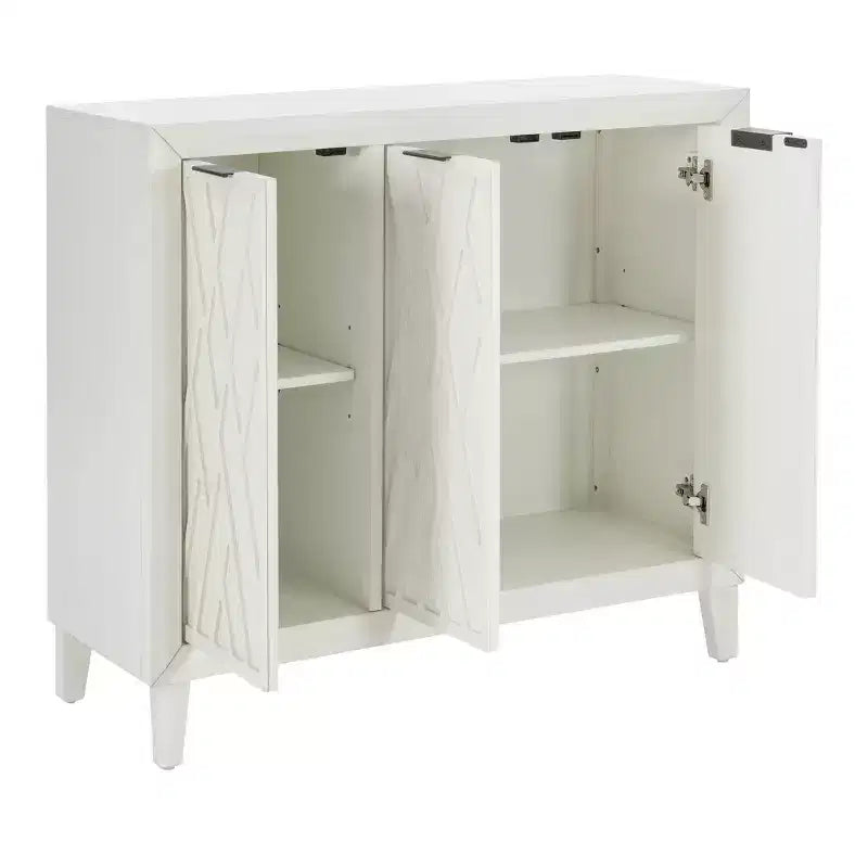 Mobiletto accentato Powell Kilbuck in legno massiccio con 3 ante e 2 ripiani regolabili