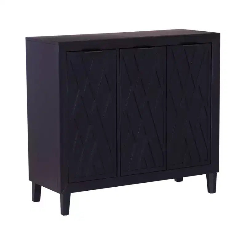 Mobiletto accentato Powell Kilbuck in legno massiccio con 3 ante e 2 ripiani regolabili